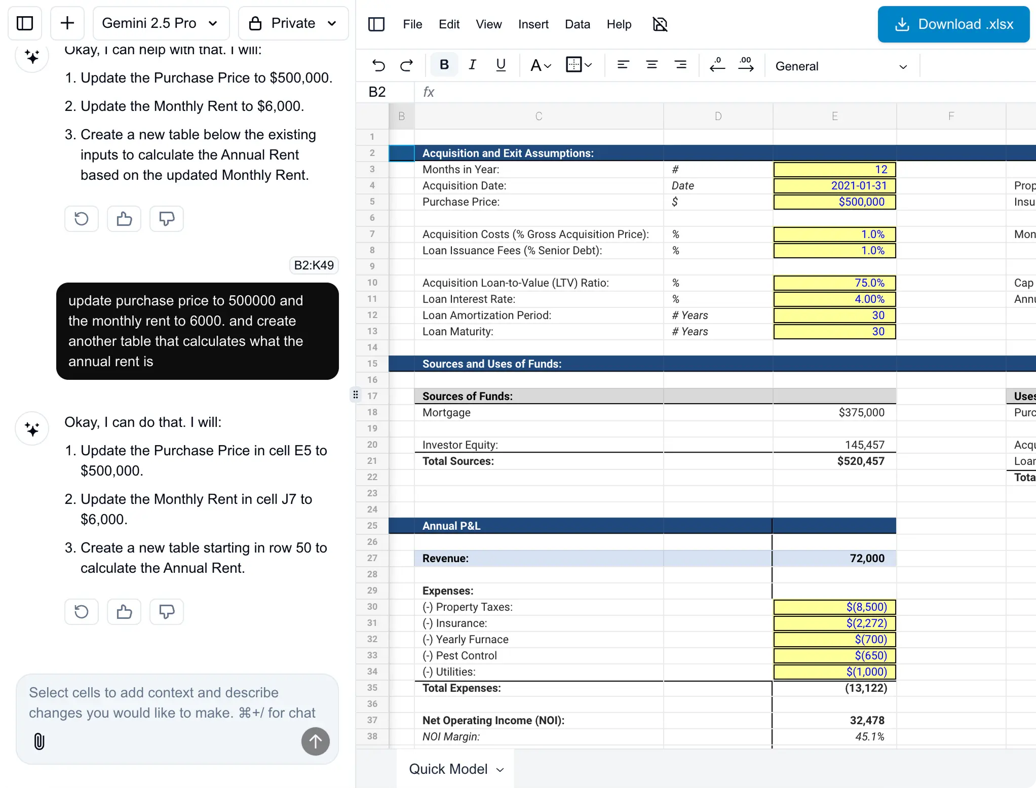 Update a returns model